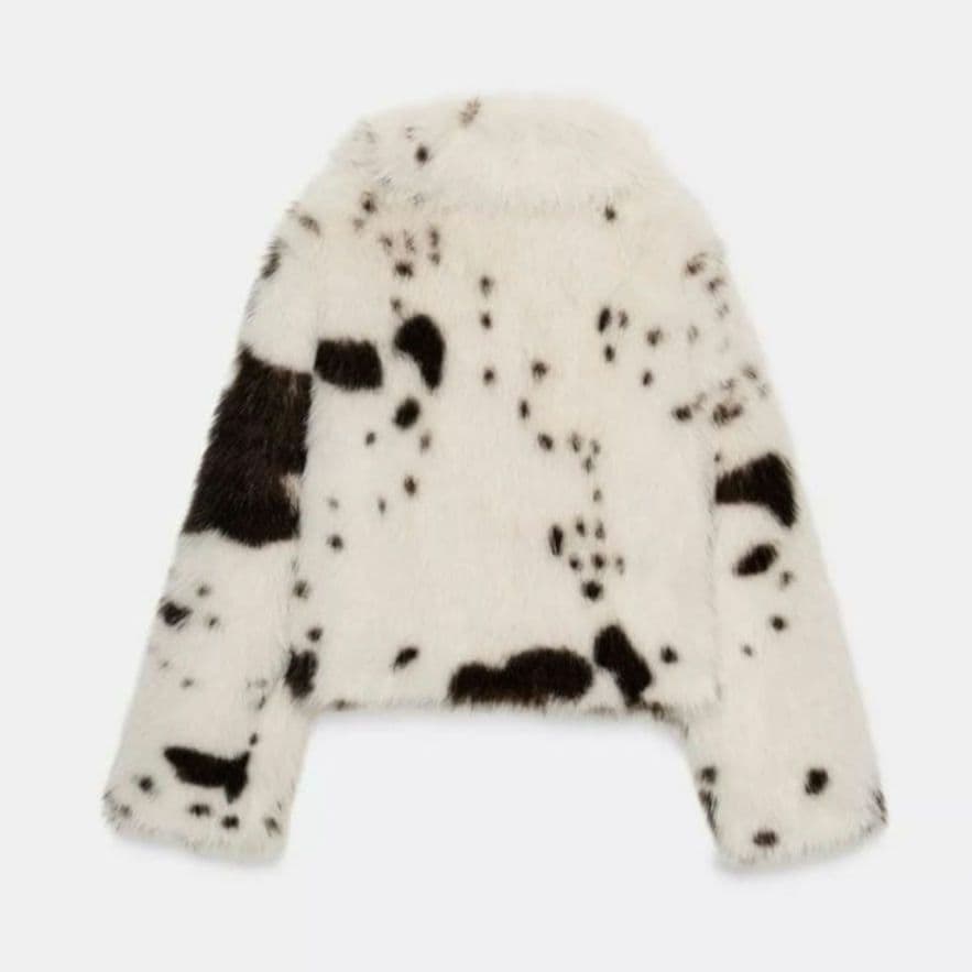 ZARA アニマルプリント フェイクファーショートコート S