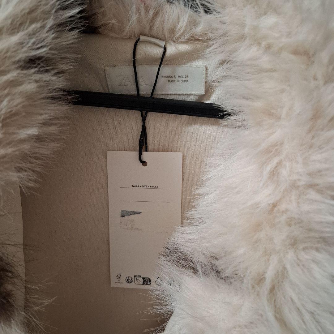 ZARA アニマルプリント フェイクファーショートコート S