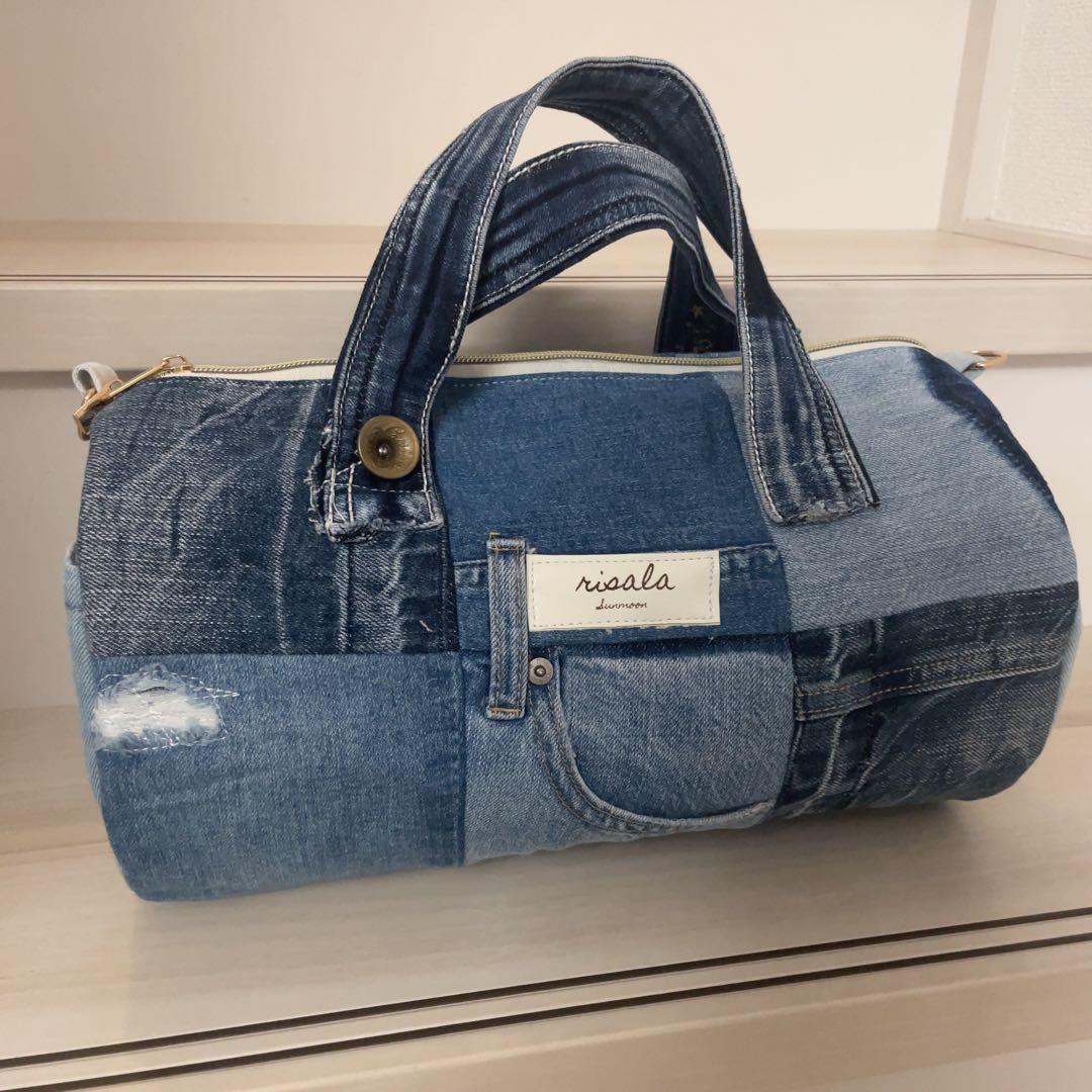 Azumさま専用 デニム リメイク ドラム型バッグ