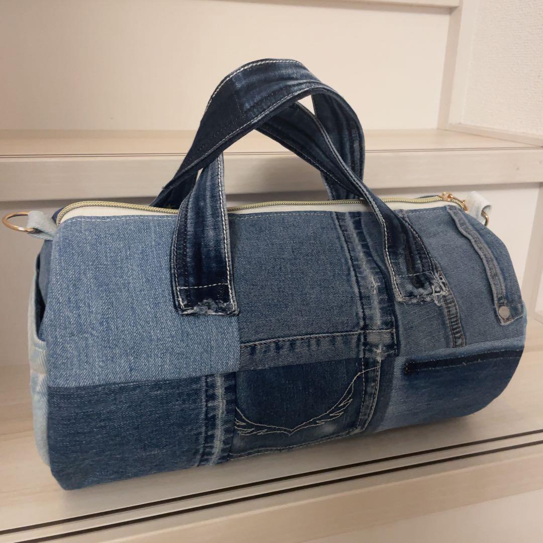 Azumさま専用 デニム リメイク ドラム型バッグ