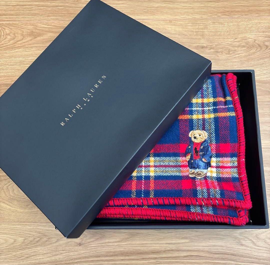 Ralph Lauren ポロベア チェック柄 ブランケット 121x178cm