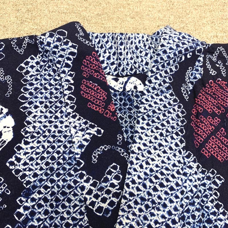 〇【最終値下げ】405mk74〇有松鳴海絞り 浴衣 蜘蛛絞り 朝顔〇しつけ付き