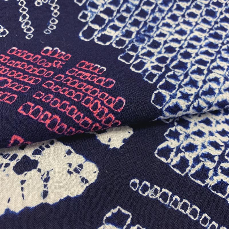 〇【最終値下げ】405mk74〇有松鳴海絞り 浴衣 蜘蛛絞り 朝顔〇しつけ付き