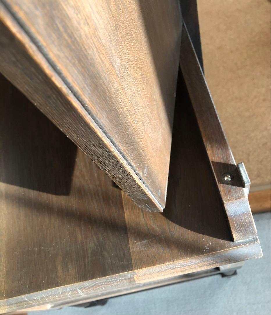 三面鏡 ドレッサー　鏡台　化粧台　ナラ材　天然木　ガラス天板　ヴィンテージ