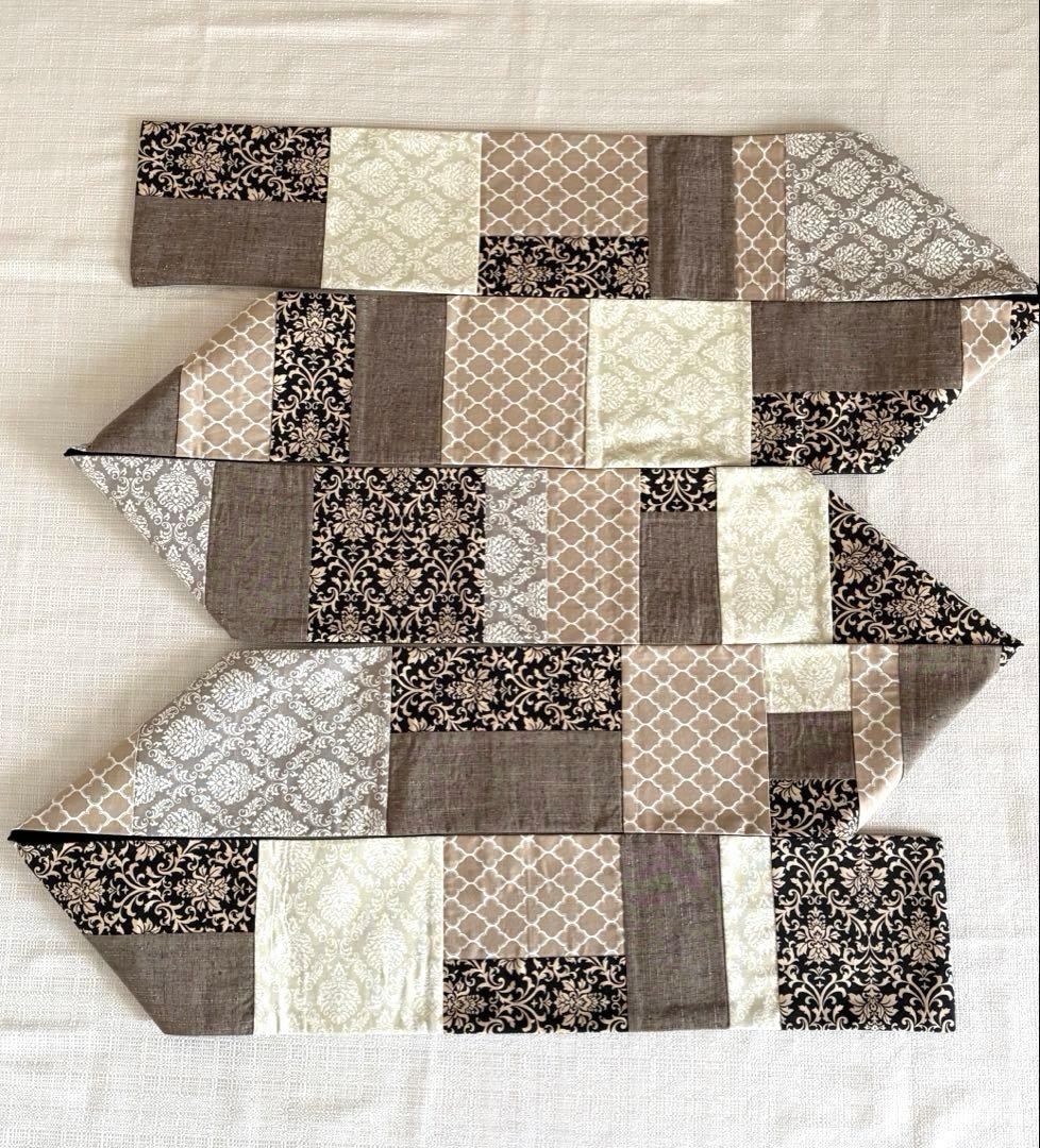 半幅帯　パッチワーク　ダマスク　正絹ちりめん