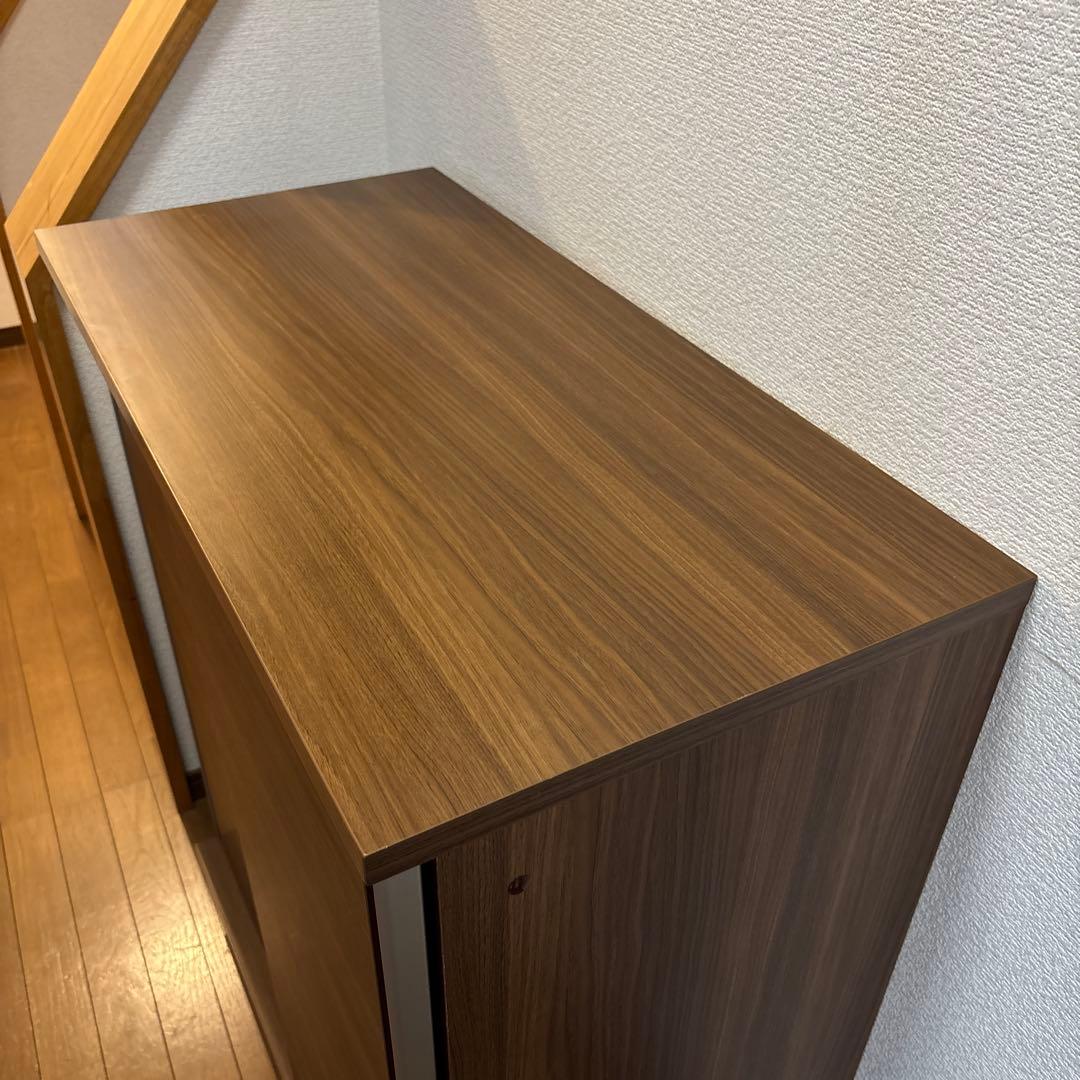すきまくんシリーズ ブラウン木製スライド扉シューズラック