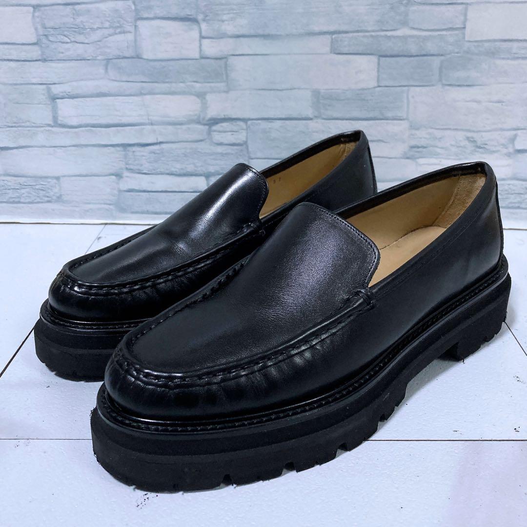 美品 パスクッチ 厚底ローファー 37 23.5 ボリュームソール レザー 黒