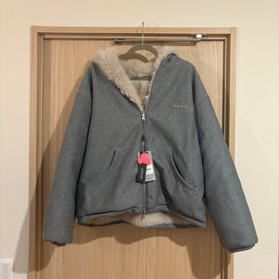 【新品】andwang kirakira 2way fur zipup