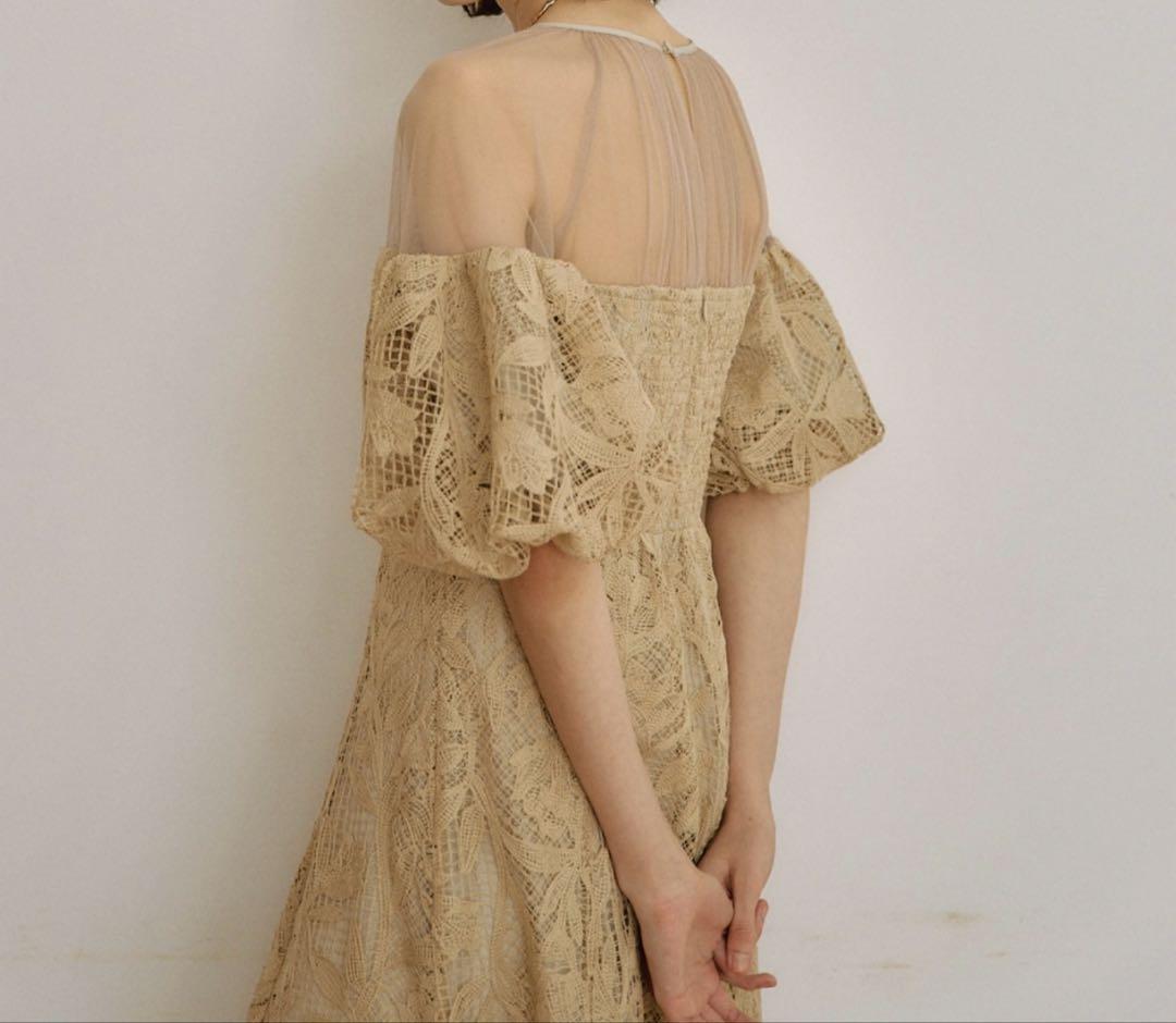 スーツ・フォーマル・ドレス Cotton race souffle sleeve dress LE'RURE