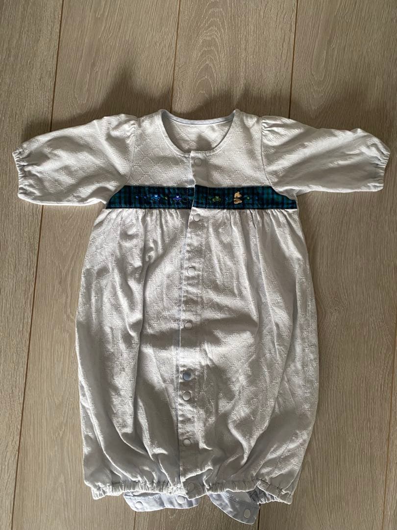 【美品】ファミリア ロンパース2点セット（白・青） サイズ50-60