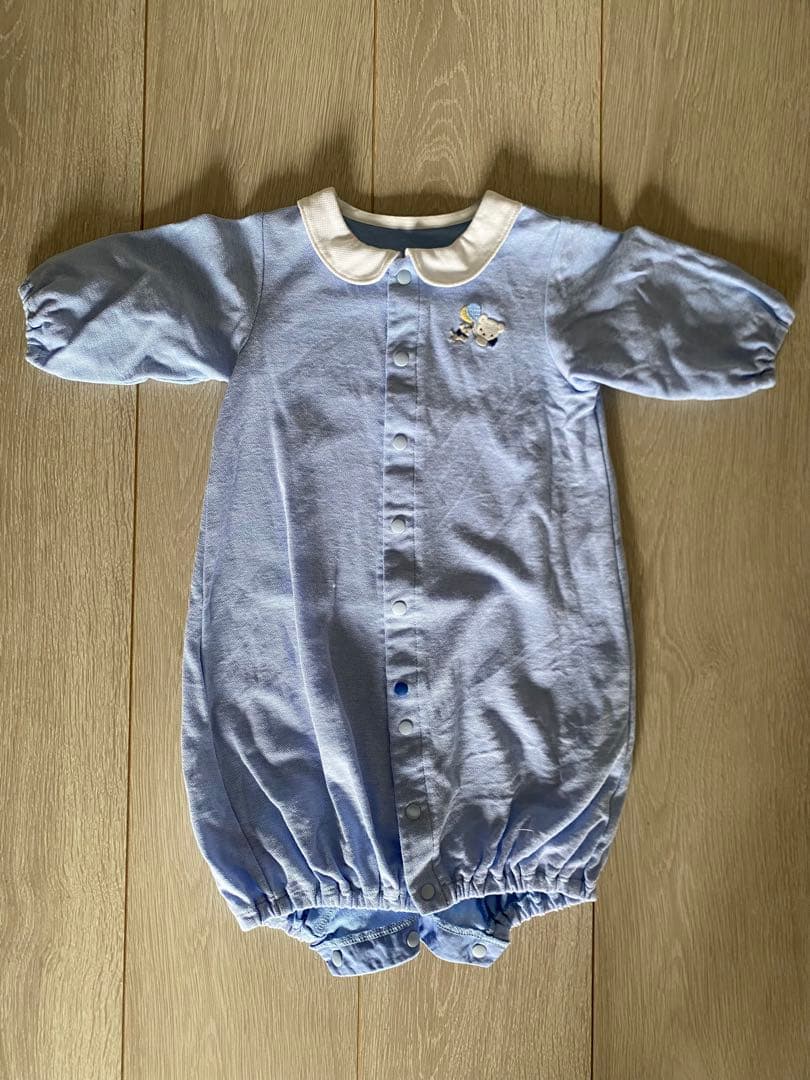 【美品】ファミリア ロンパース2点セット（白・青） サイズ50-60