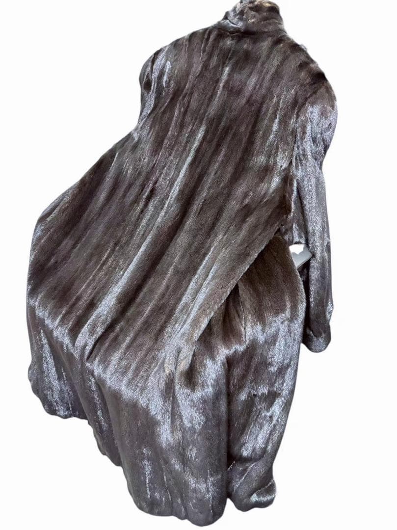 美品 BLACKGLAMA 高級毛皮 ロングコート ミンク 柔らか リアルファー