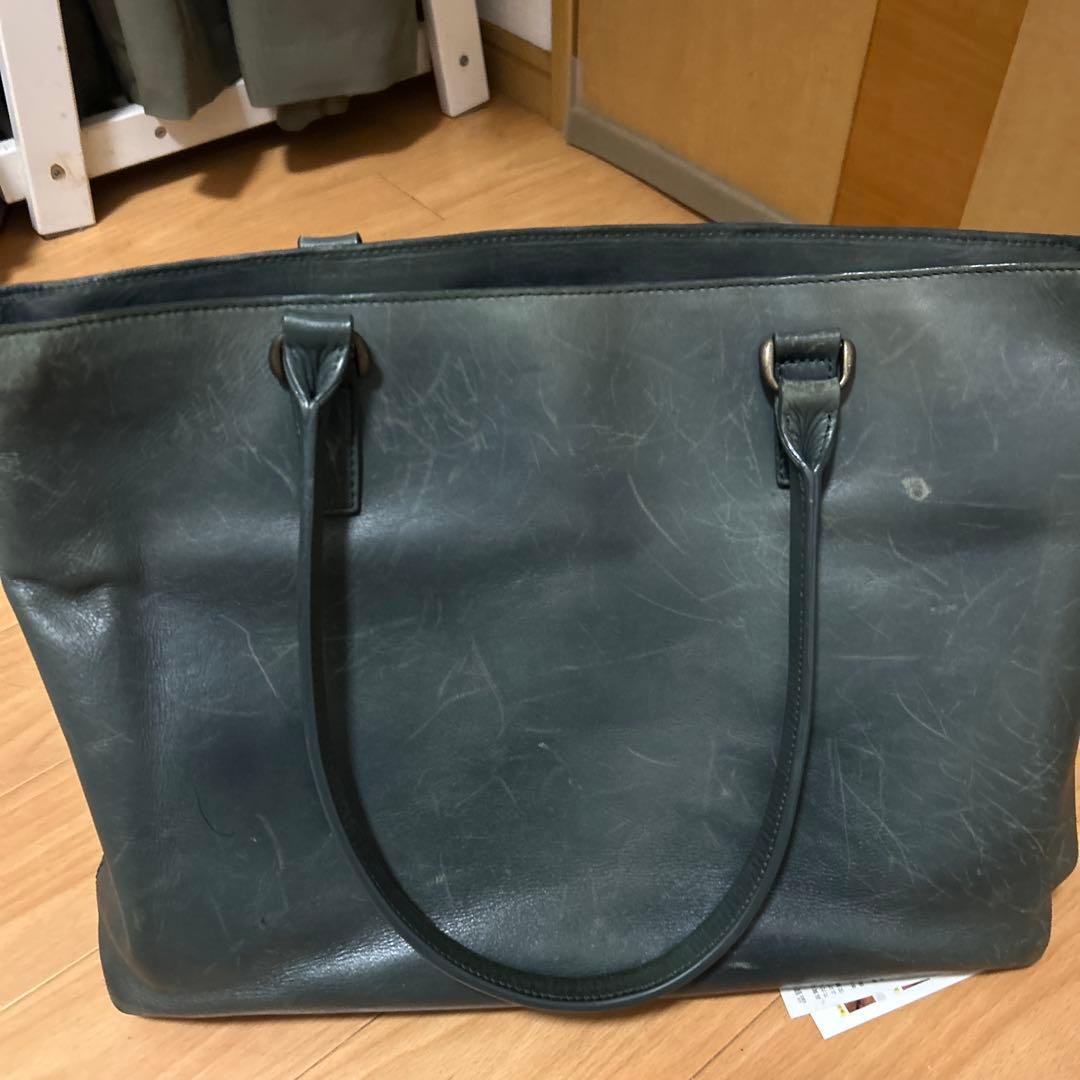 マザーハウス ダークグレー レザー ビジネスバッグ