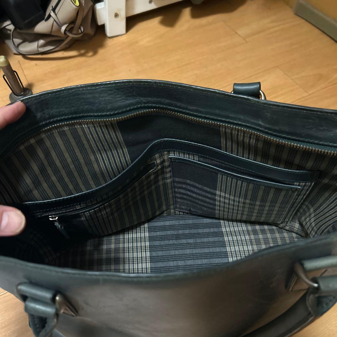 マザーハウス ダークグレー レザー ビジネスバッグ