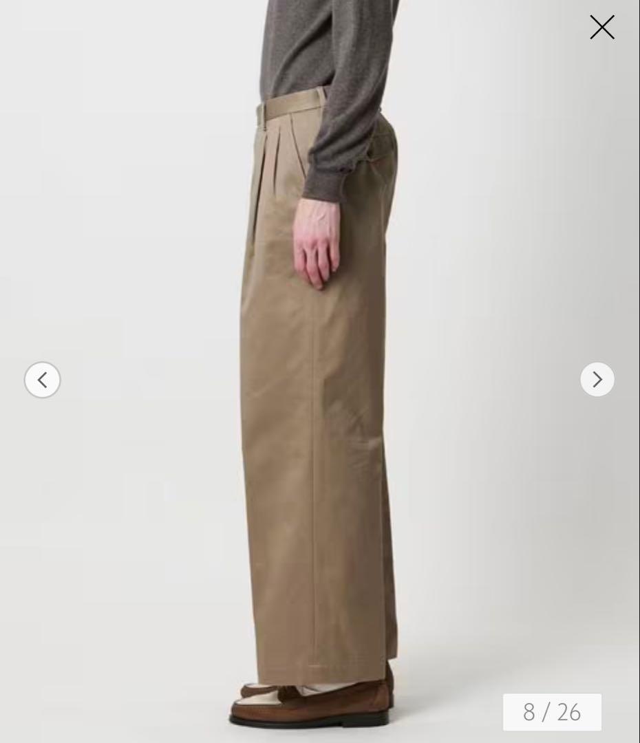 未使用　District 2プリーツ ワイド チノパンツ　Mサイズ