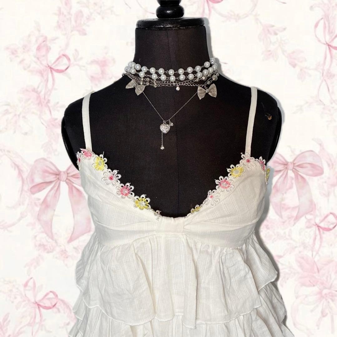 y2k LIZ LISA キャミ ティアード チュニック リボン ウィッシュコア