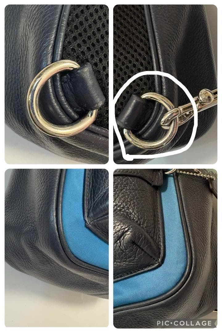 専用極美品　コーチ　ワンショルダーボディバッグ　ネイビー　レザー　ロゴワッペン