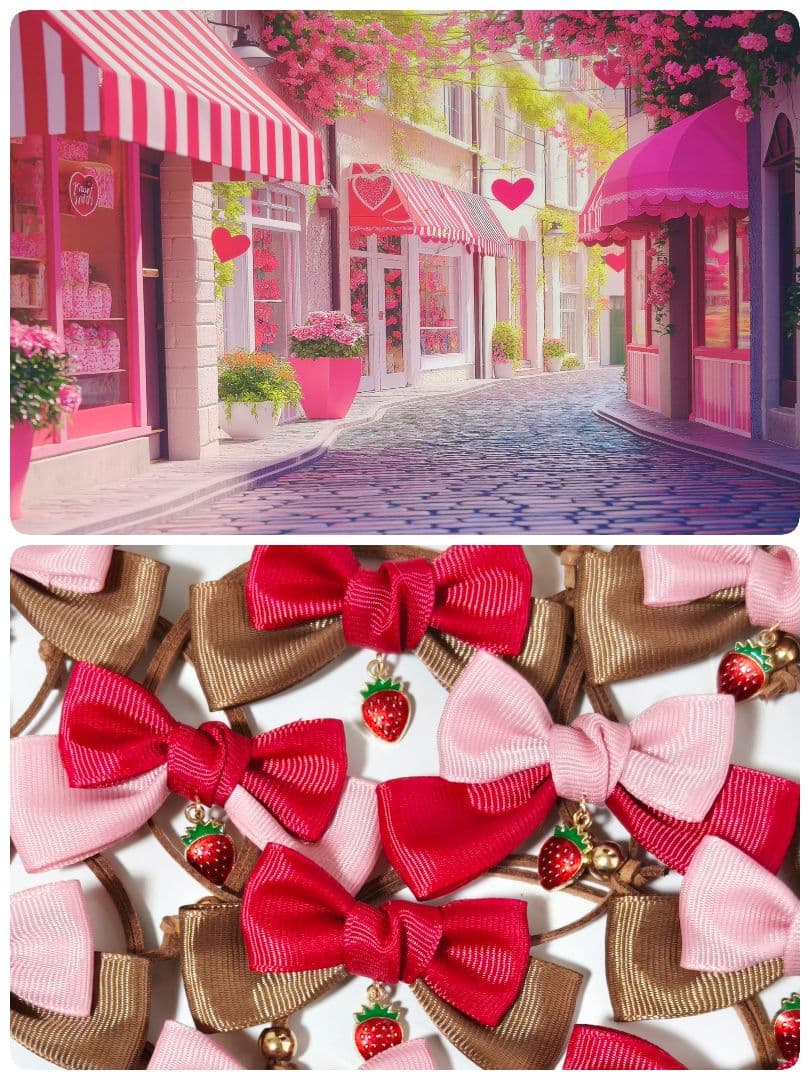 業務用ペットトリミングチョーカー70個　バレンタイン　苺チョコレート　春　リボン