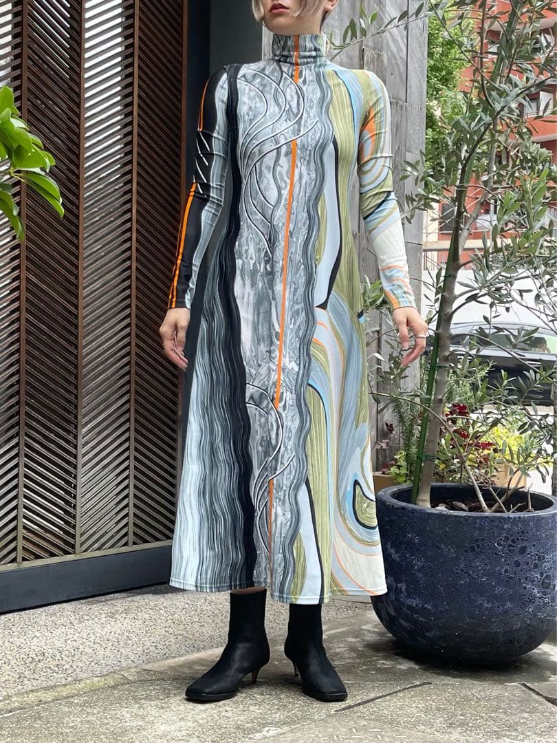 試着のみ21AW mame kurogouchi マーブルワンピース