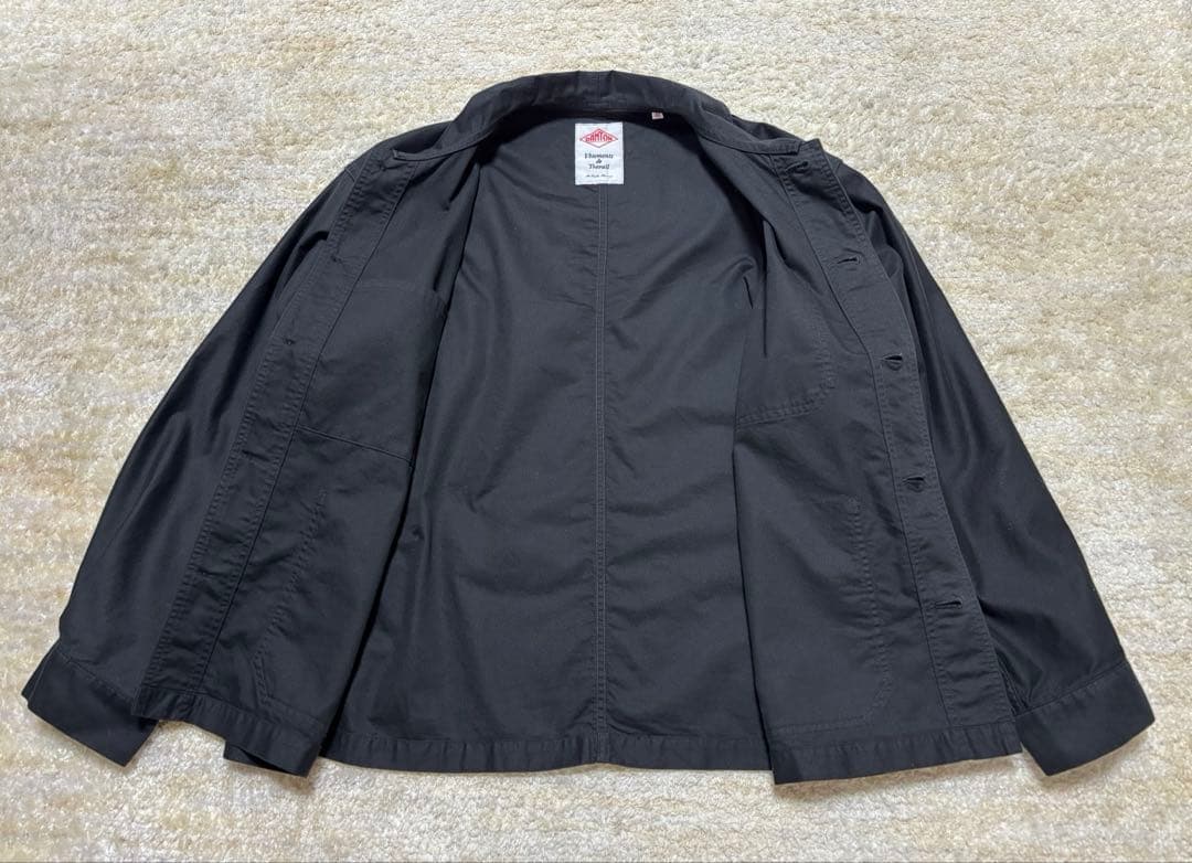 【美品】DANTON★モールスキンワイドカバーオールジャケット★黒★サイズ40