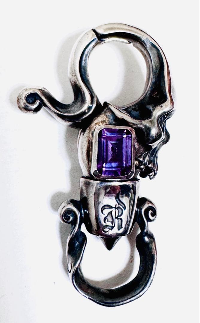 23万購入　アメジスト　シルバー925 スカル　ロックンライド　クリップ