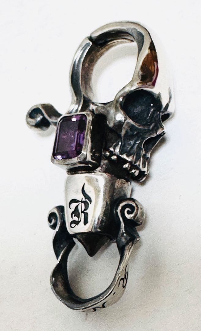 23万購入　アメジスト　シルバー925 スカル　ロックンライド　クリップ