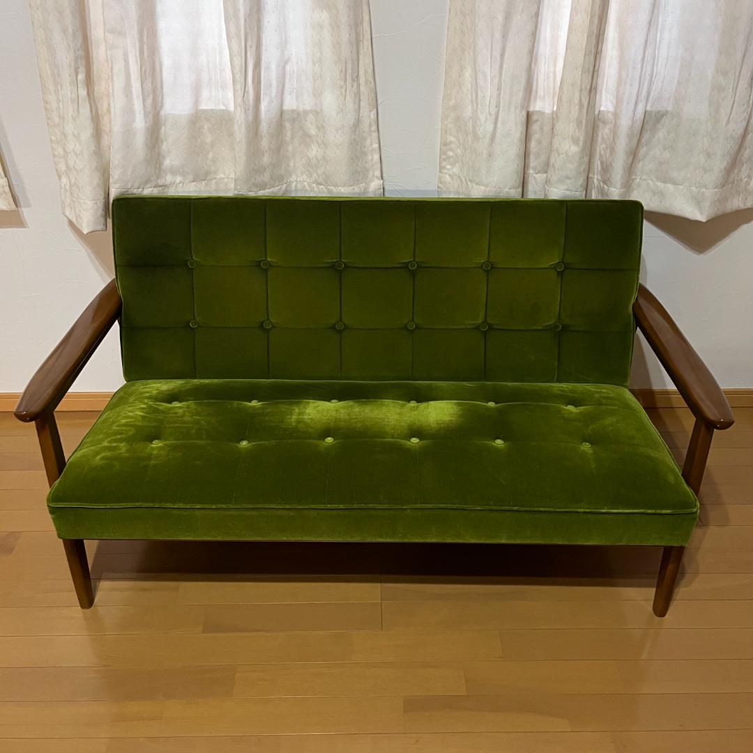 カリモク60 Kチェア 2シーター モケットグリーン ソファ 2人用