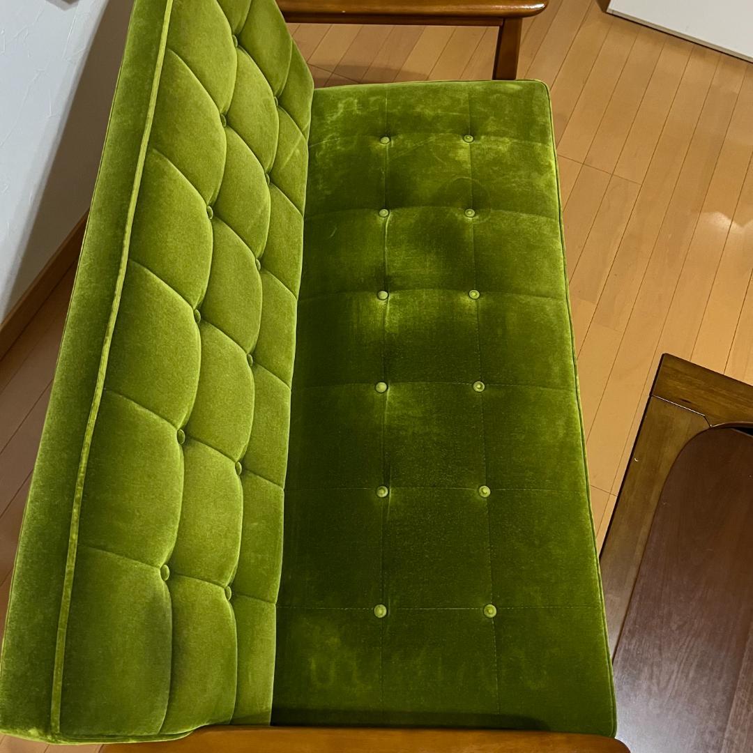 カリモク60 Kチェア 2シーター モケットグリーン ソファ 2人用