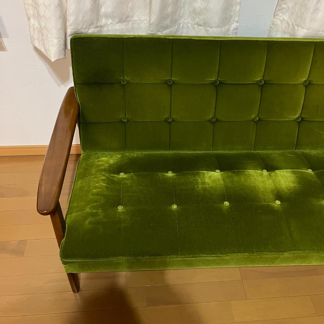 カリモク60 Kチェア 2シーター モケットグリーン ソファ 2人用