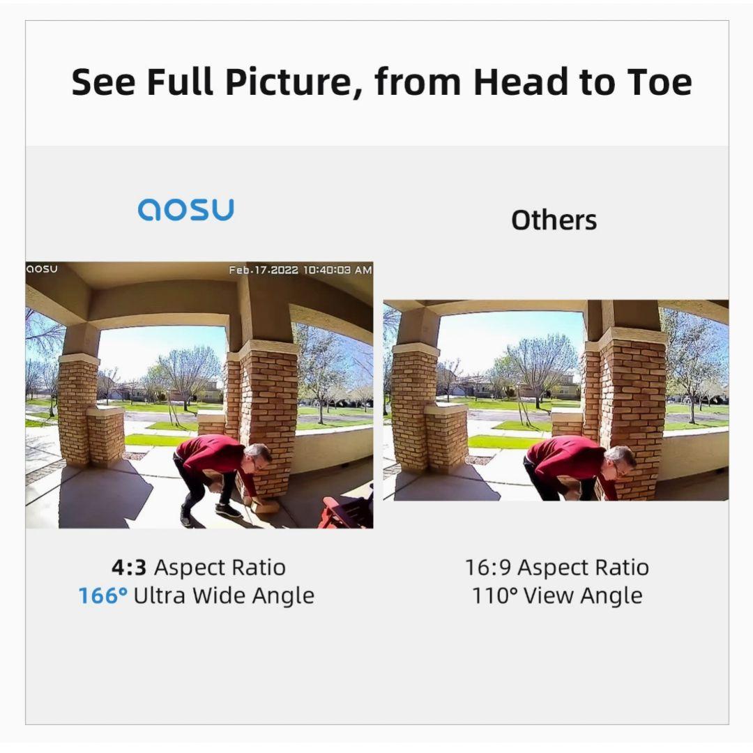 AOSU 5MP画質 インターホン ワイヤレスドアホン