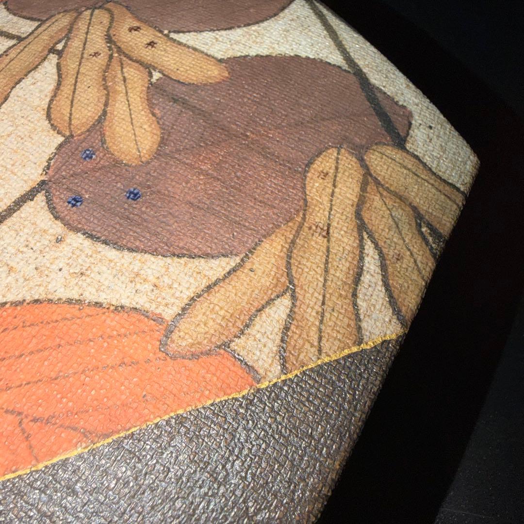 J*n様 伊藤東彦　布目大豆文陶筥　共箱　六角形陶器 葉と栗のデザイン　蓋物　骨