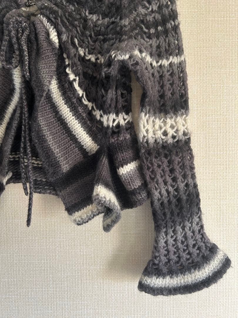 トップス PERVERZE Face Hand Knit Cardigan / Gray