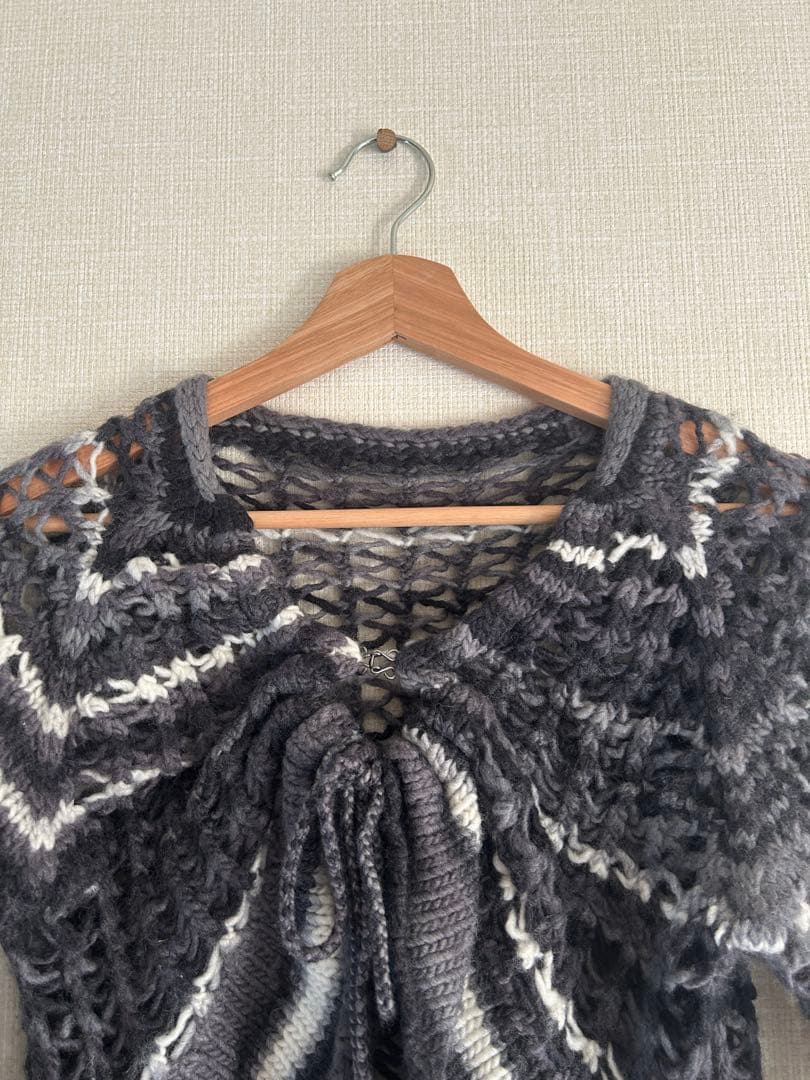 トップス PERVERZE Face Hand Knit Cardigan / Gray