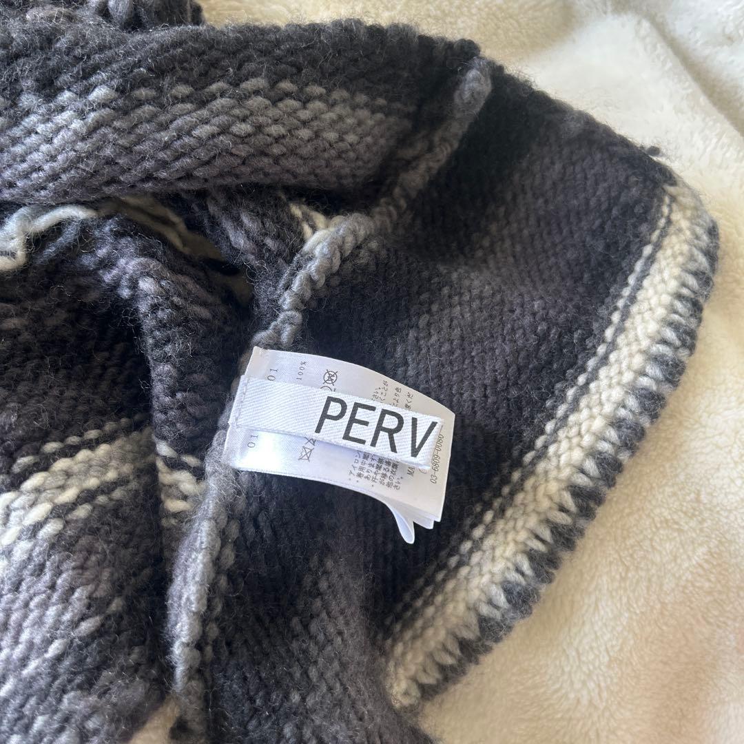 トップス PERVERZE Face Hand Knit Cardigan / Gray