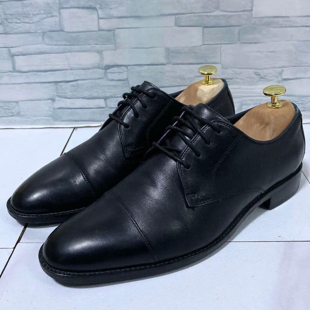 美品 コールハーン ビジネスシューズ 防水 ストレートチップ 本革 黒 8M