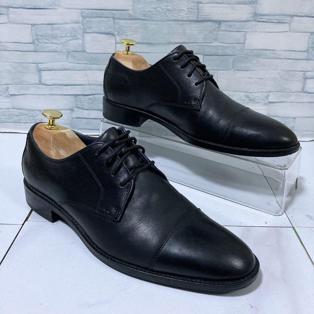 美品 コールハーン ビジネスシューズ 防水 ストレートチップ 本革 黒 8M