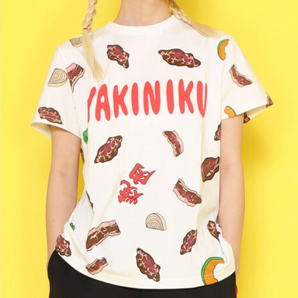 新品 プニュズ 焼肉 Tシャツ PUNYUS 総柄 半袖 焼き肉 肉 BBQ 3