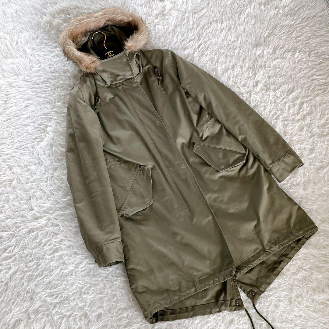 【フレッドペリー】英国柄 モッズコート ボアライナー ユニオンジャック カーキM