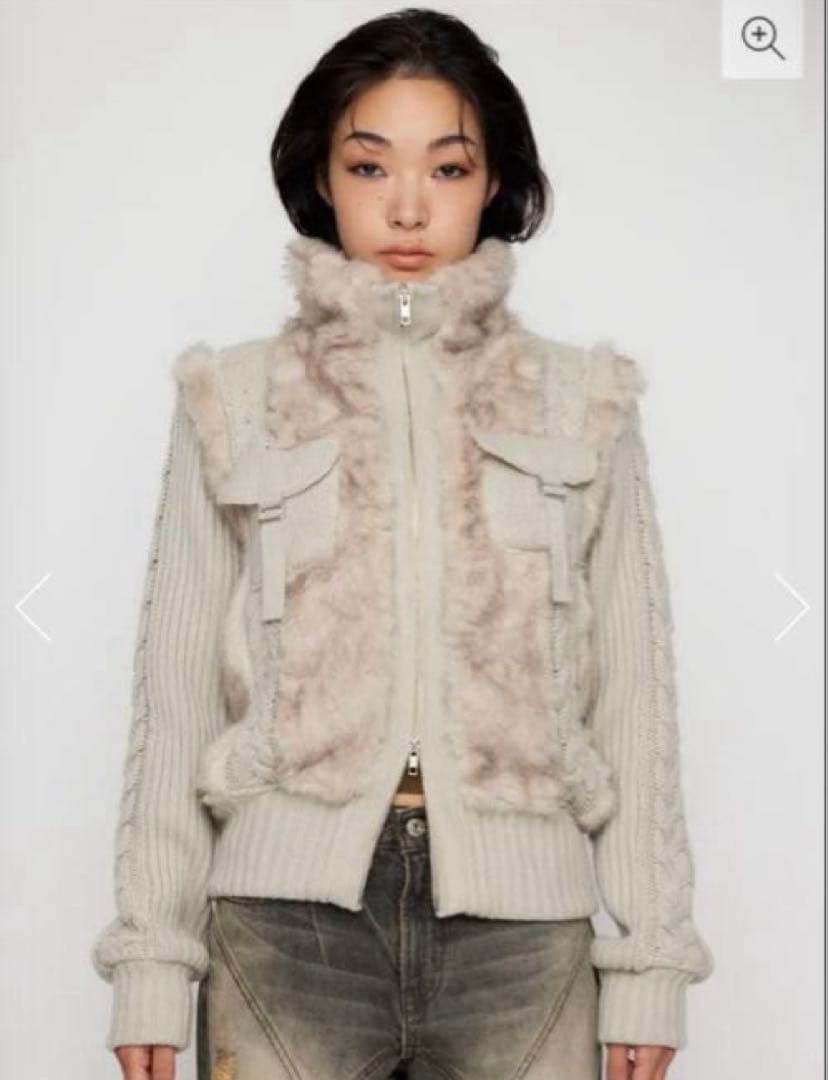 LAGUA GEM CABLE KNIT FAUX FUR ブルゾン