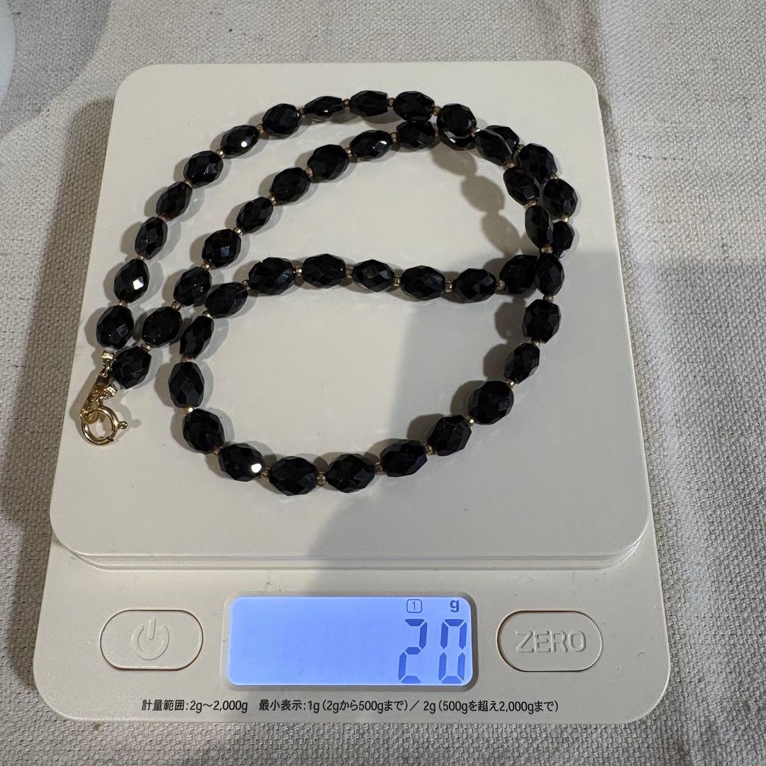 う*\"様 K18刻印　ブラックストーンネックレス