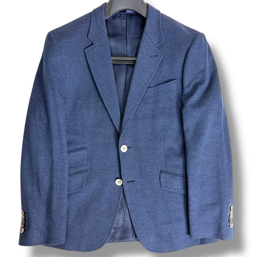 J6083 超美品 ポールスミス ソフトツイード テーラードジャケット 紺 M
