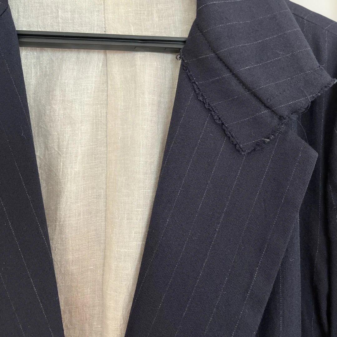 y'sネイビー ストライプ テーラードジャケット