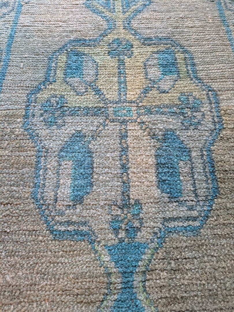 43×107 ヴィンテージトルコブルーメダリオン　トルコラグ　ミニサイズ