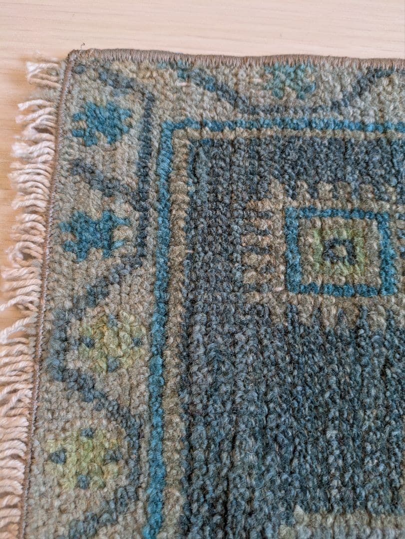 43×107 ヴィンテージトルコブルーメダリオン　トルコラグ　ミニサイズ