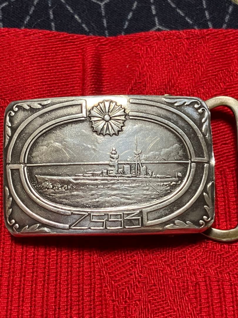 純銀　バックル　スターリングシルバー　皇紀2593（1933）年　海軍特別大演習