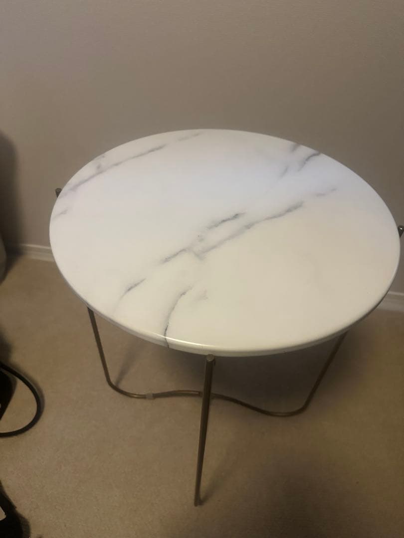 ZARA  大理石調サイドテーブル 丸 直径41.5 ゴールド脚