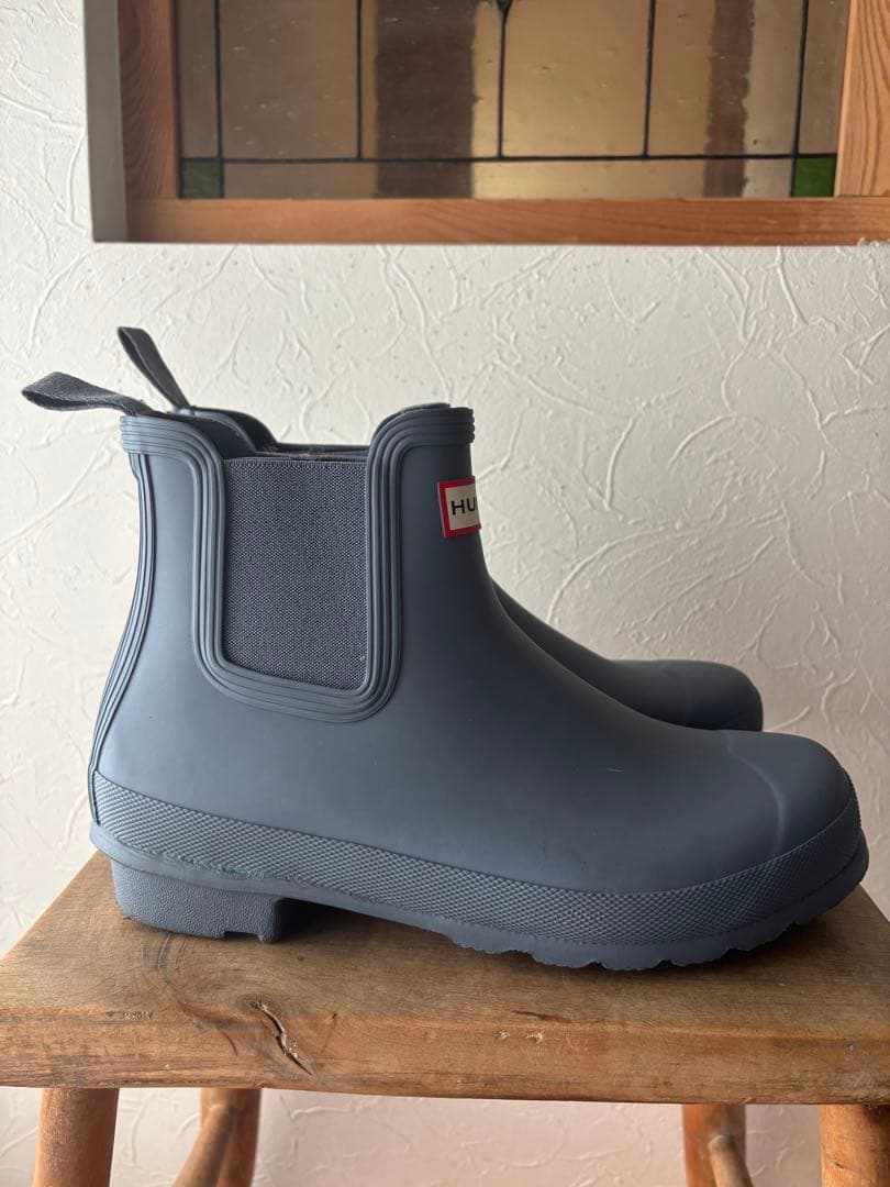 美品✴︎HUNTER ハンター ブルー サイドゴアレインブーツ チェルシー26㎝