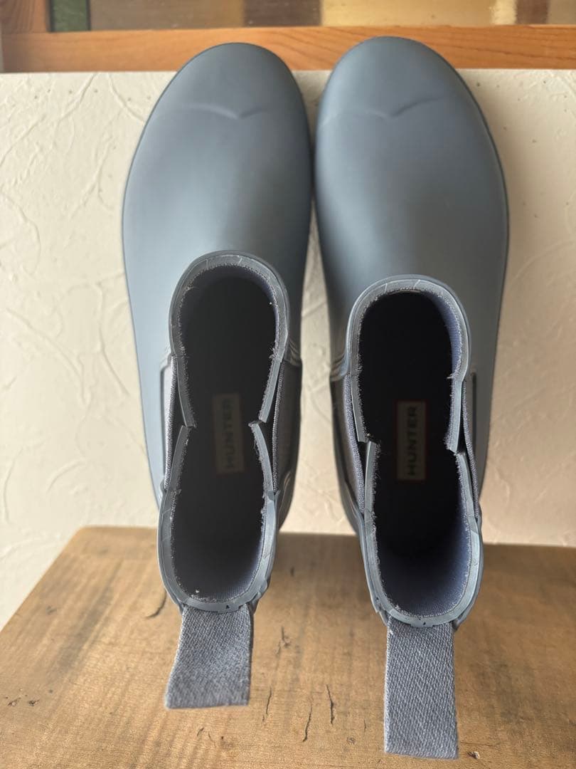 美品✴︎HUNTER ハンター ブルー サイドゴアレインブーツ チェルシー26㎝