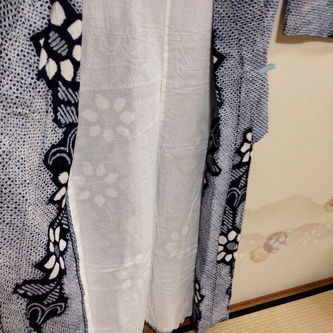 有松絞り浴衣　居敷当て、肩布付 裄66.5 肩身丈159