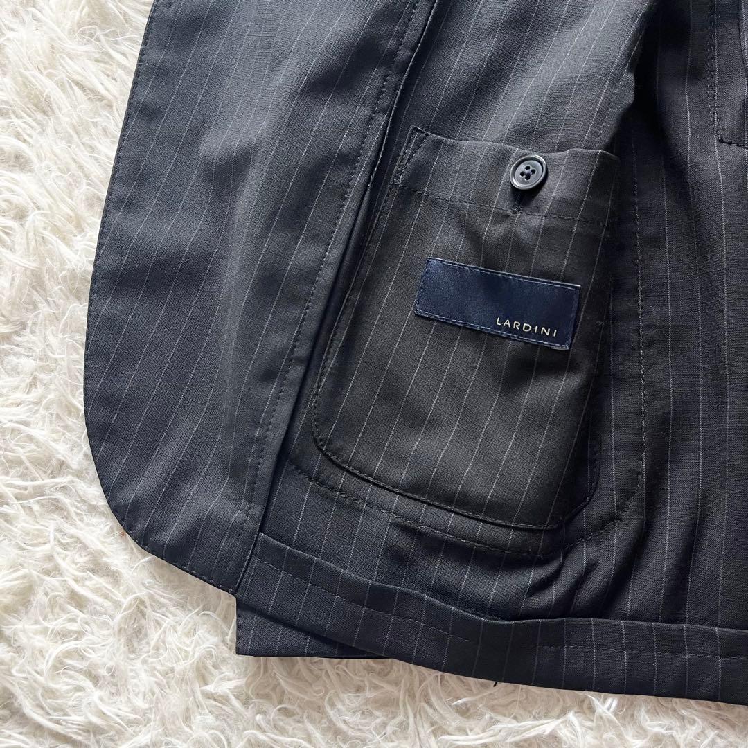 <美品>LARDINI easy wear ブラック ウール スーツ サイズ46